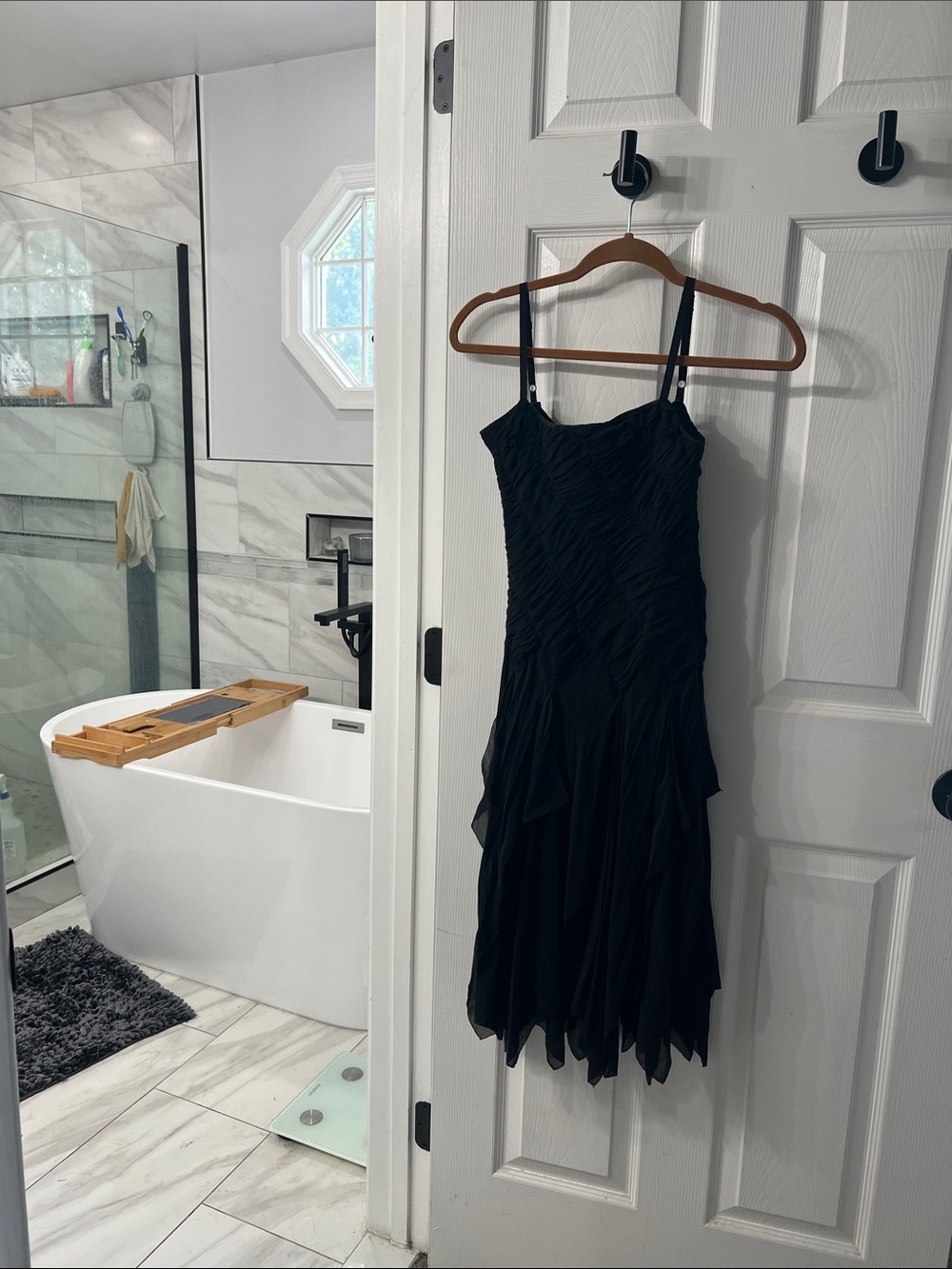 MAXAZRIA Collection Black 100% Silk Ruched Y2K Midi Dress 0